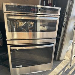 GE Stainless Steel Double Wall Oven & Microwave Combo  Excellent Condition