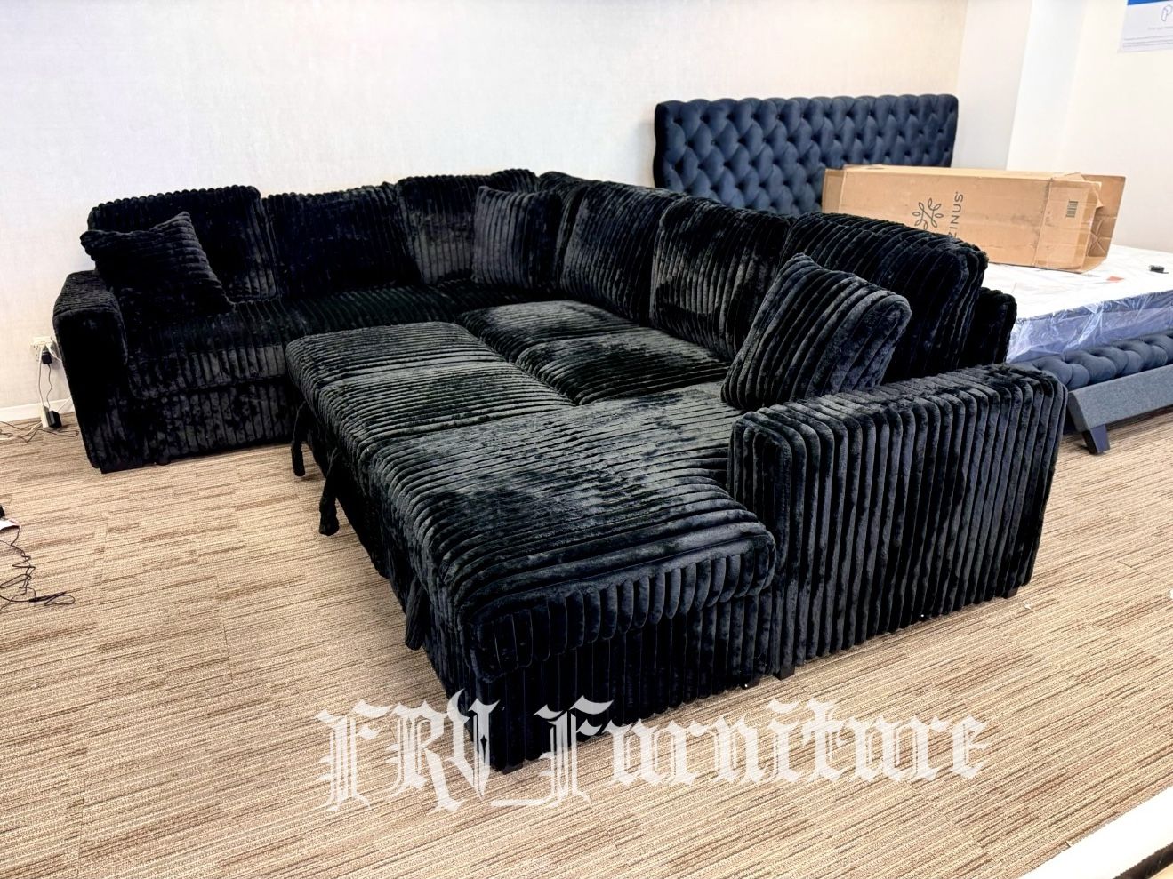 New Black Sectional Large