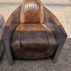 Restoration Hardware Aluminum & Leather