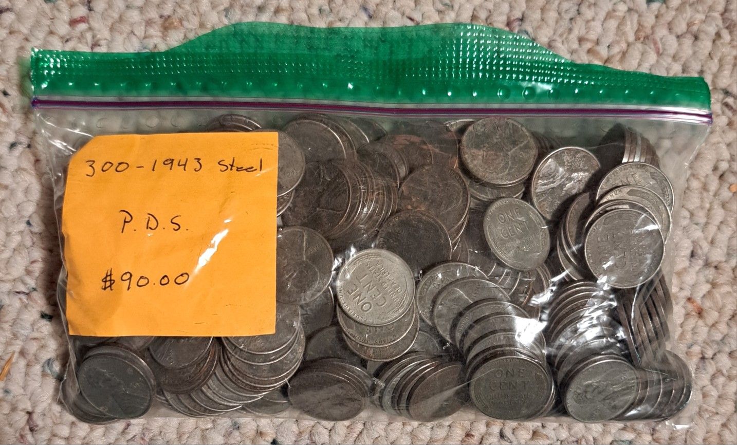 Wheat Pennys "Steel" P.D.S Total of 300