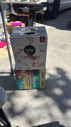 Millie Moon & Pampers Swaddlers Diaper Boxes