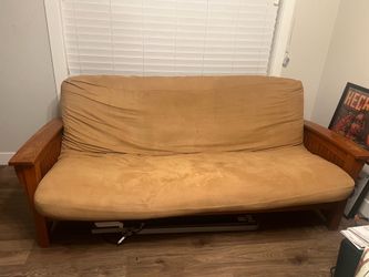 Solid wood futon frame and mattress with removable cover