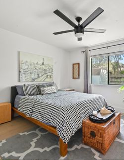 Thuma Walnut Queen Bed Frame with Linen Charcoal Pillowboard