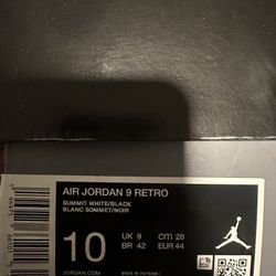 Jordan 9s Dead stock Sz 10