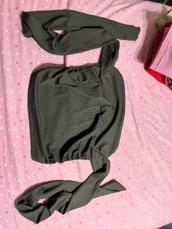 Olive green crop top with tie detail #croptop #fashion