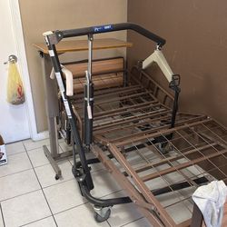 Electric hospital bed with accessories