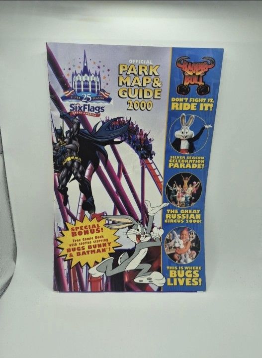 Official Park Map & Guide 2000 Six Flags Great America Silver 25 Season