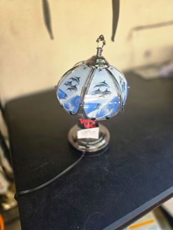 Dolphin Touch Lamp with Glass Panels