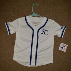 NWT Youth XS (4/5) Kansas City Royals Baseball Jersey KC MLB Official