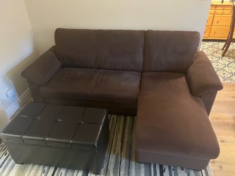 L-Shaped Couch - Brown. FREE