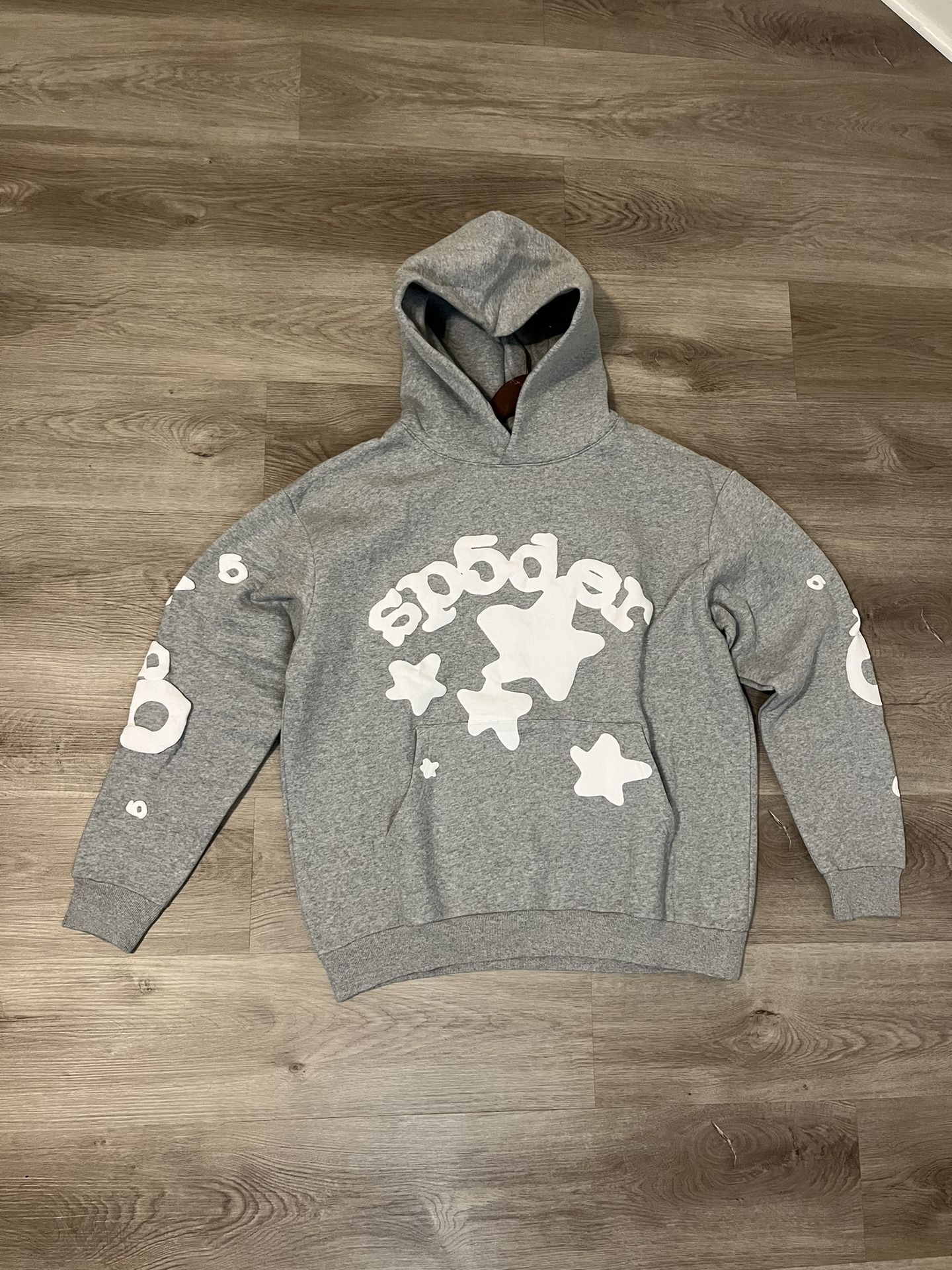 Grey Beluga Sp5der Hoodie Large