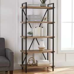 Better Homes & Gardens Jace 5 Shelf Bookcase, Natural Oak IN BOX