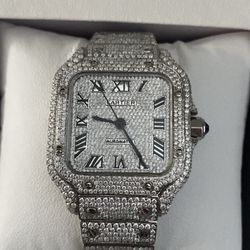 Cartier Santos de Cartier Diamond Watch “black hand edition” 