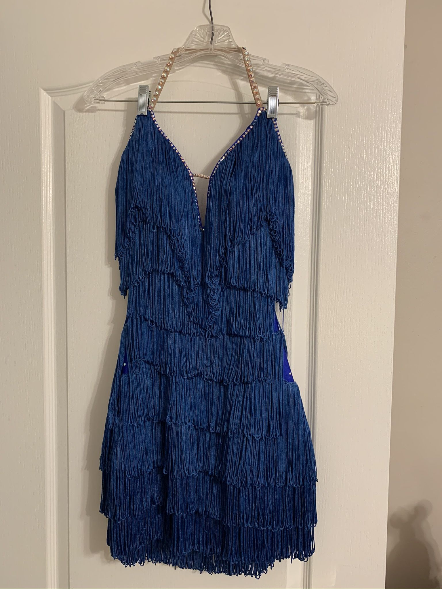  Beautiful Ballroom Latin Dance Fringe Dress With Swarovsky Crystals