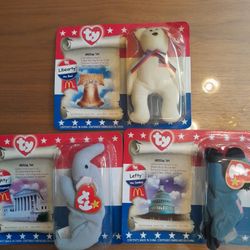 1999 Set Of 4 McDonalds TY Beanie Babies Bears / Set Of 3 Election TY Beanie Babies