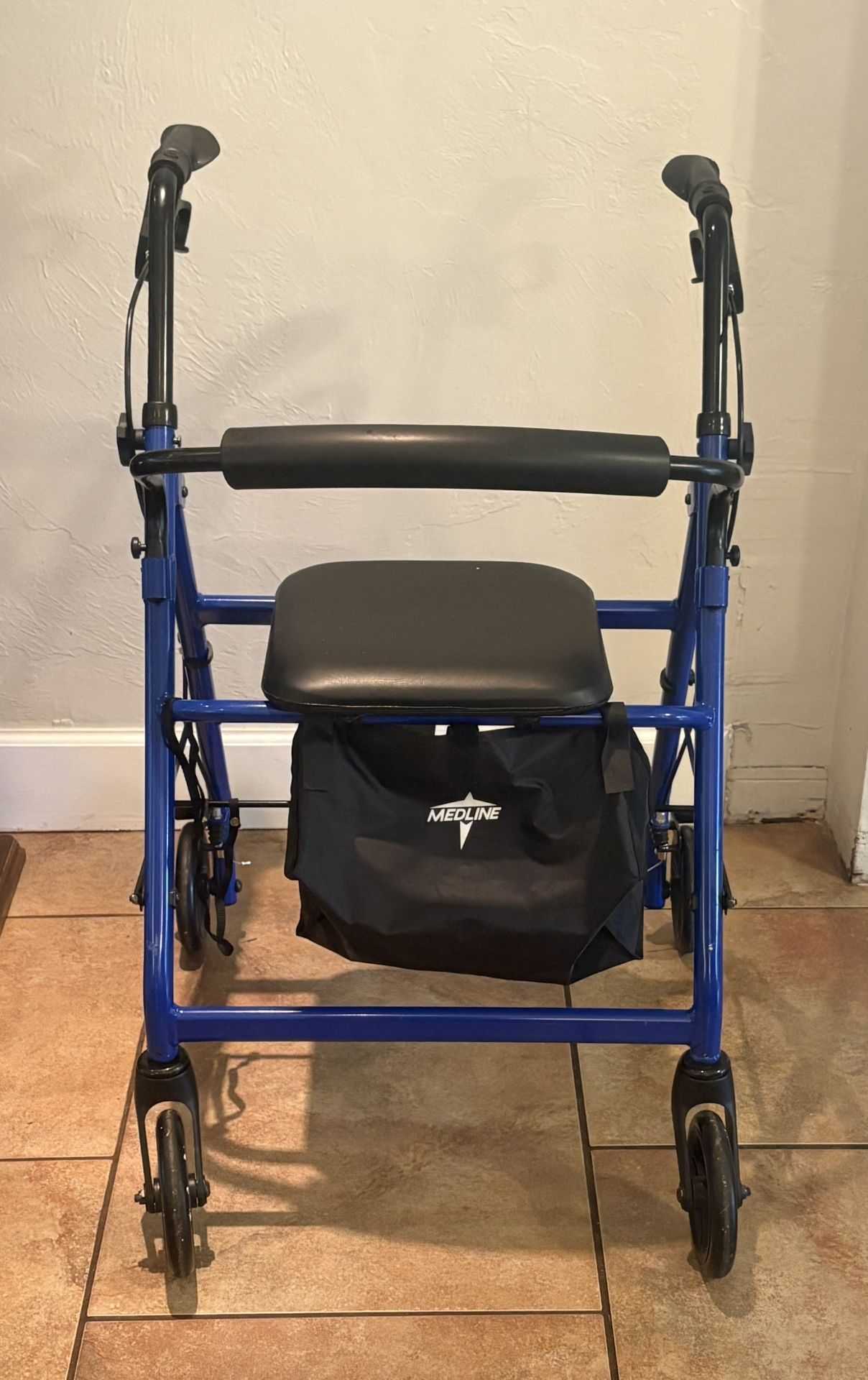 Medline 4-Wheel Rollator Walker w/ Seat & Storage – Blue