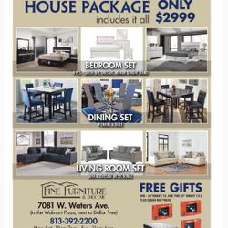 House Package Come With Living Room, Dining Room Set And Bedroom Set With Free Mattress And Two 32 Inch Smart Tv And One 50Inch Smart  Tv $49 Down 