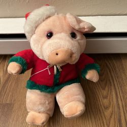Cute Christmas Pig With Santa Hat