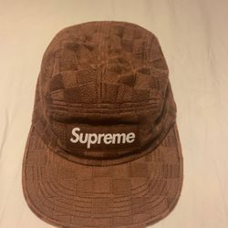 Supreme brown checkered weave camp hat
