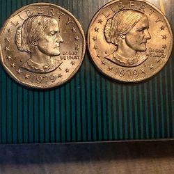 Two Susan Anthony B $1 Coins 