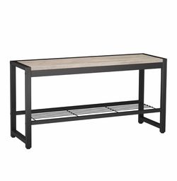 Industrial Entryway Bench with Shoe Shelf