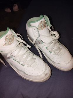 Air Jordan 2 White Green High-Top Sneakers