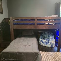  Twin Bunk Bed with Steps & Storage – Gently Used 