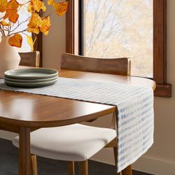 90"x20" Table Runner Blue Striped - Threshold