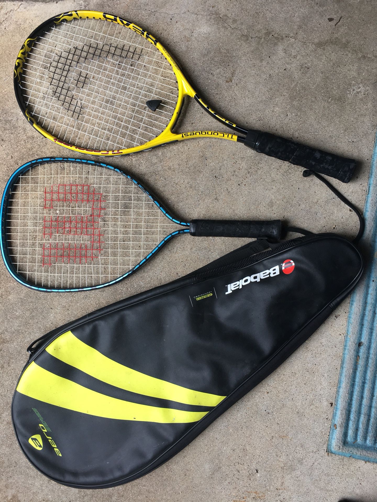 (On hold) 2 Used Tennis Rackets w/ 1 Case - Wilson & Head Brand
