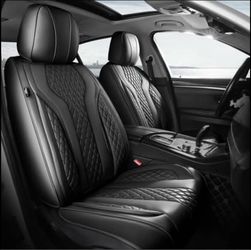 Car Seat Covers – Universal Full Set Black Faux Leather- FEINEPRO