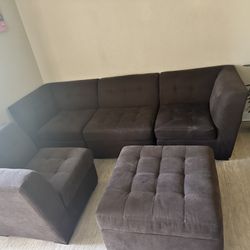 Fabric Couch With Ottoman