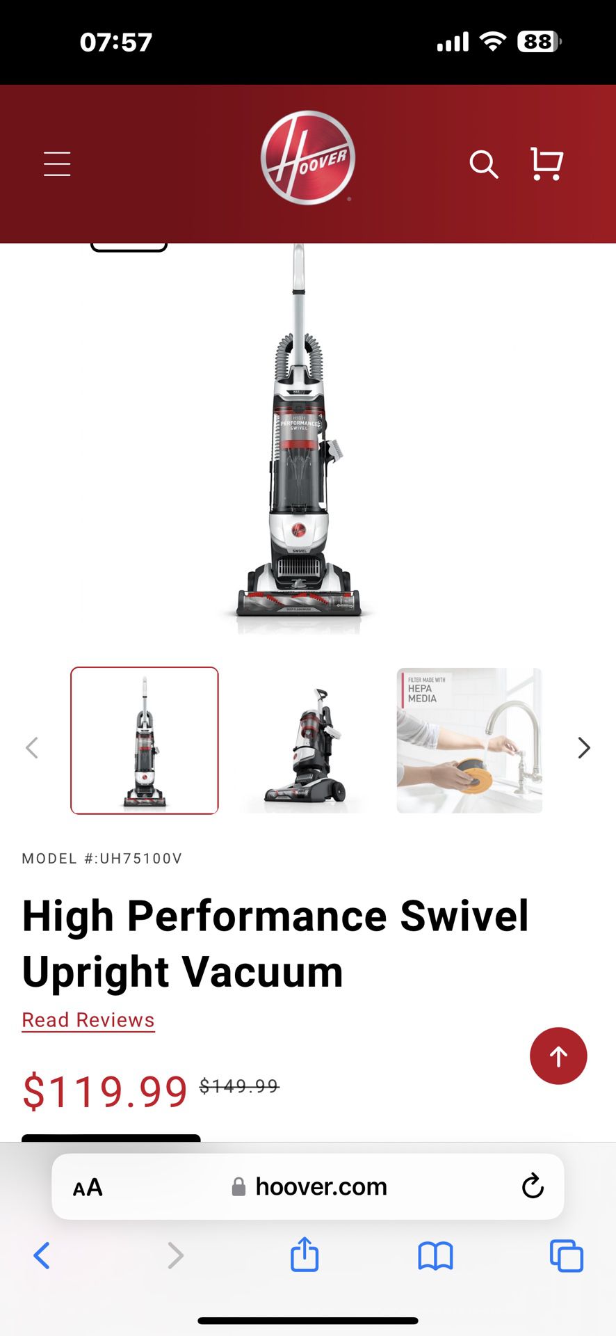 Hoover High Performance Swivel Vacuum Pet