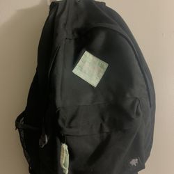 Green Patch Black Backpack Book Bag Great For School Gym College Hiking 