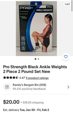 Pro Strength Black Ankle Weights 2 Piece 2 Pound