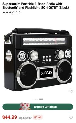 3 Band Radio W/ Bluetooth And Flashlight 