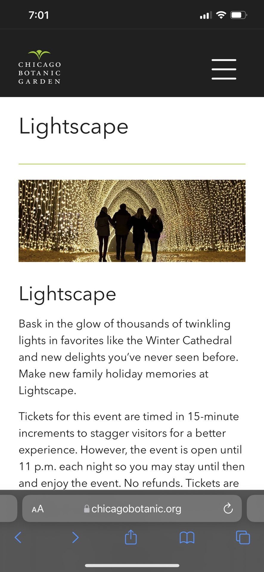 Lightscape Tickets 11/27 at 7:15