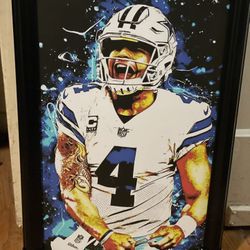 Framed Dallas Cowboys “Dak” Wall Decor