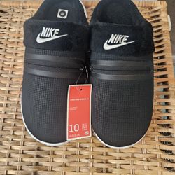 Nike Women's Burrow NA Slippers Slip On Fleece Bl/ Wh Size 10 NEW DJ3131 001