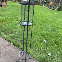 Wrought Iron Floor Standing Hurricane Glass Candle Holder