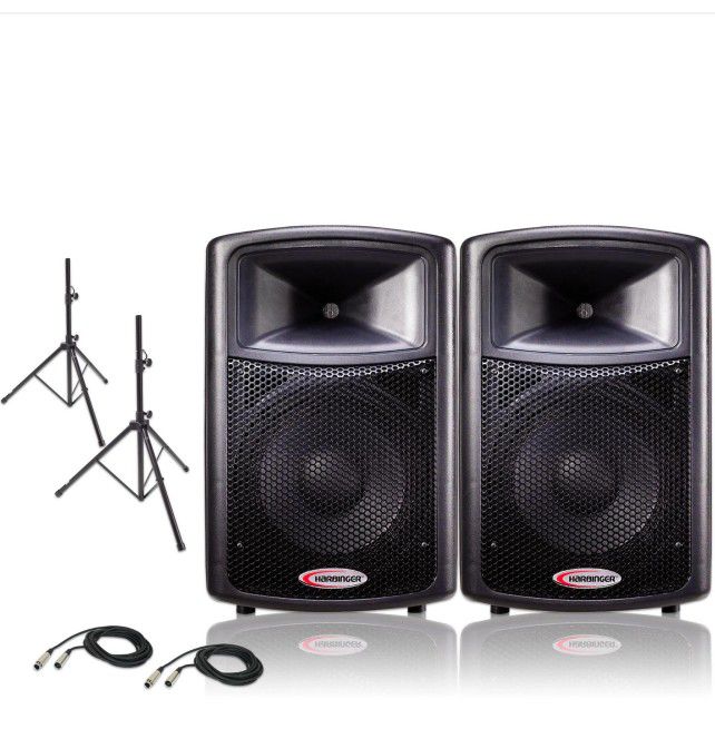 Harbinger APS/12 PA 150w power pair speakers with stands