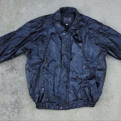 Vtg Italian Stone Design Patchwork Leather Moto Bomber Jacket