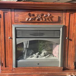 Vintage Mantle With Electric Fireplace Heater With Ember Light