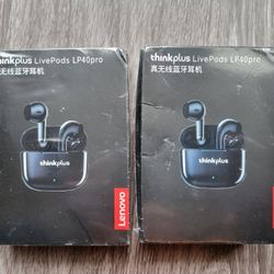 2 Lenovo thinkplus LP40 Pro Wireless Earbuds .