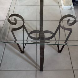 Glass Side Table Or Plant. Solid Bronze