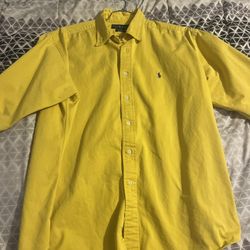 Men's yellow Ralph Lauren designer long sleeve Button up size L