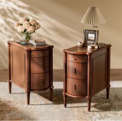 Wooden Nightstand with Drawers – Set of 2
