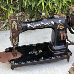 Antique White Rotary Sewing Machine - Parts or Repair