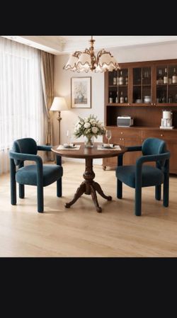 (Set of 2) Teal Upholstered Dining Chairs/ Accent Chairs