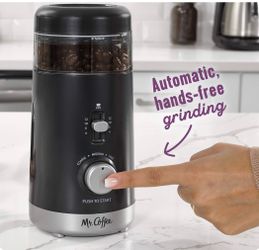 Mr. Coffee Automatic Coffee Grinder with 5 Presets, 12 Cup Capacity, Black – Ideal for Home Use and Espresso Lovers