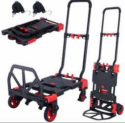 Brand New Brand NewHeavy-Duty JJSMKCH 2-in-1 Folding Hand Truck Dolly Cart with Wheels 330LB